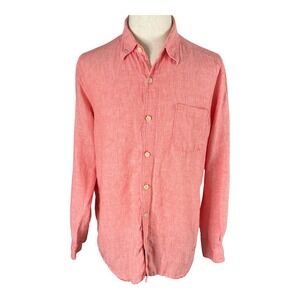 Tommy Bahama Men's Shirt Casual Linen Button Up Long‎ Sleeve Coral medium L